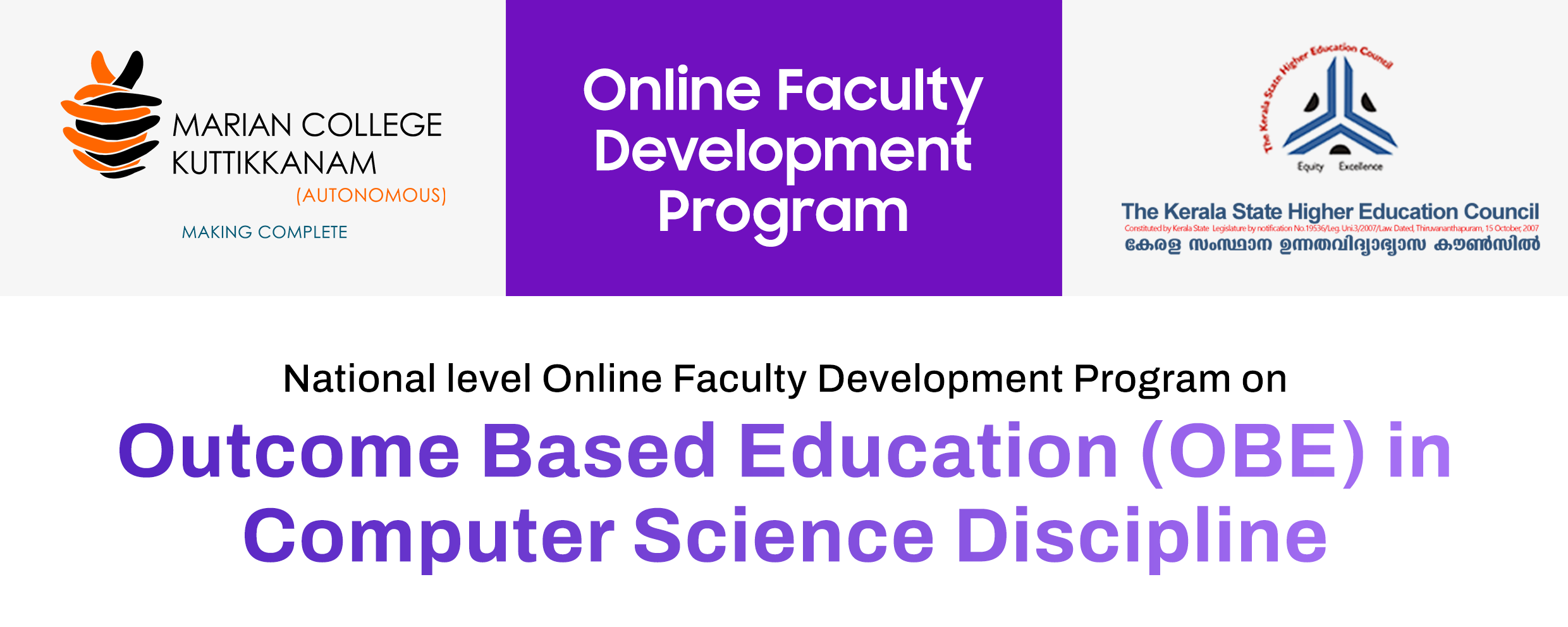 7 Day National Level Online Faculty Development Program on  Outcome Based Education (OBE) in Computer Science Discipline