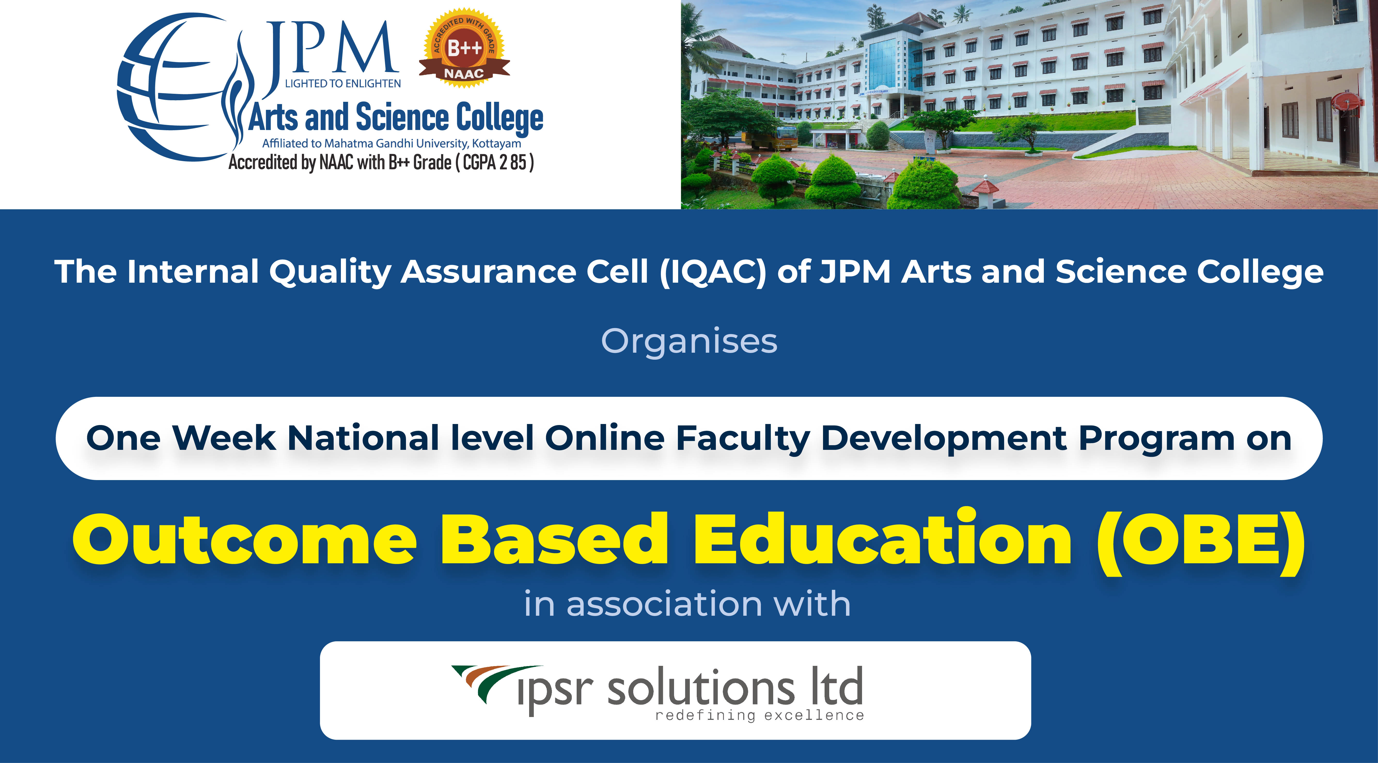 National level Online FDP on OBE by JPM Arts and Science College