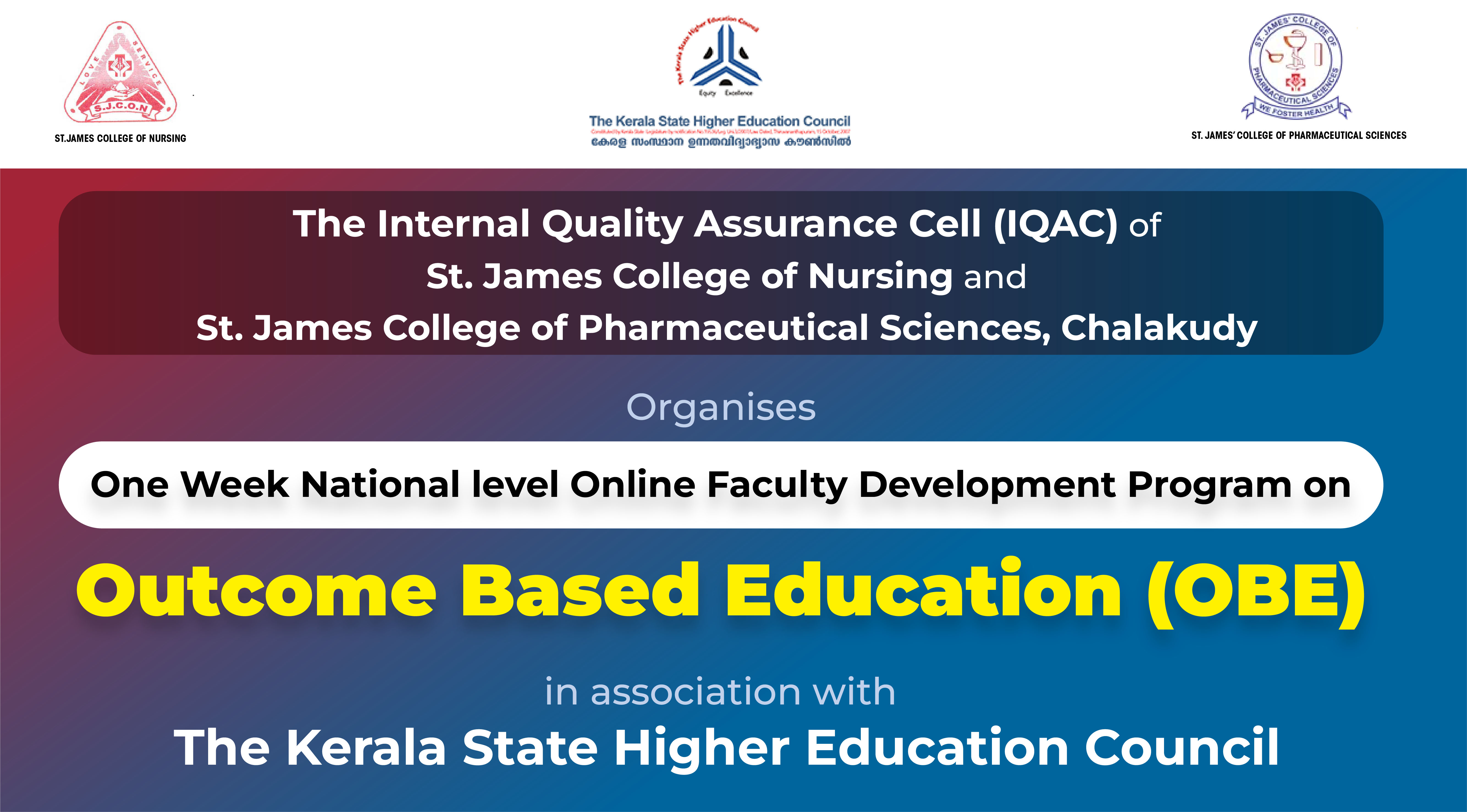 National level Online FDP on OBE by St. James College in association with The Kerala State Higher Education Council