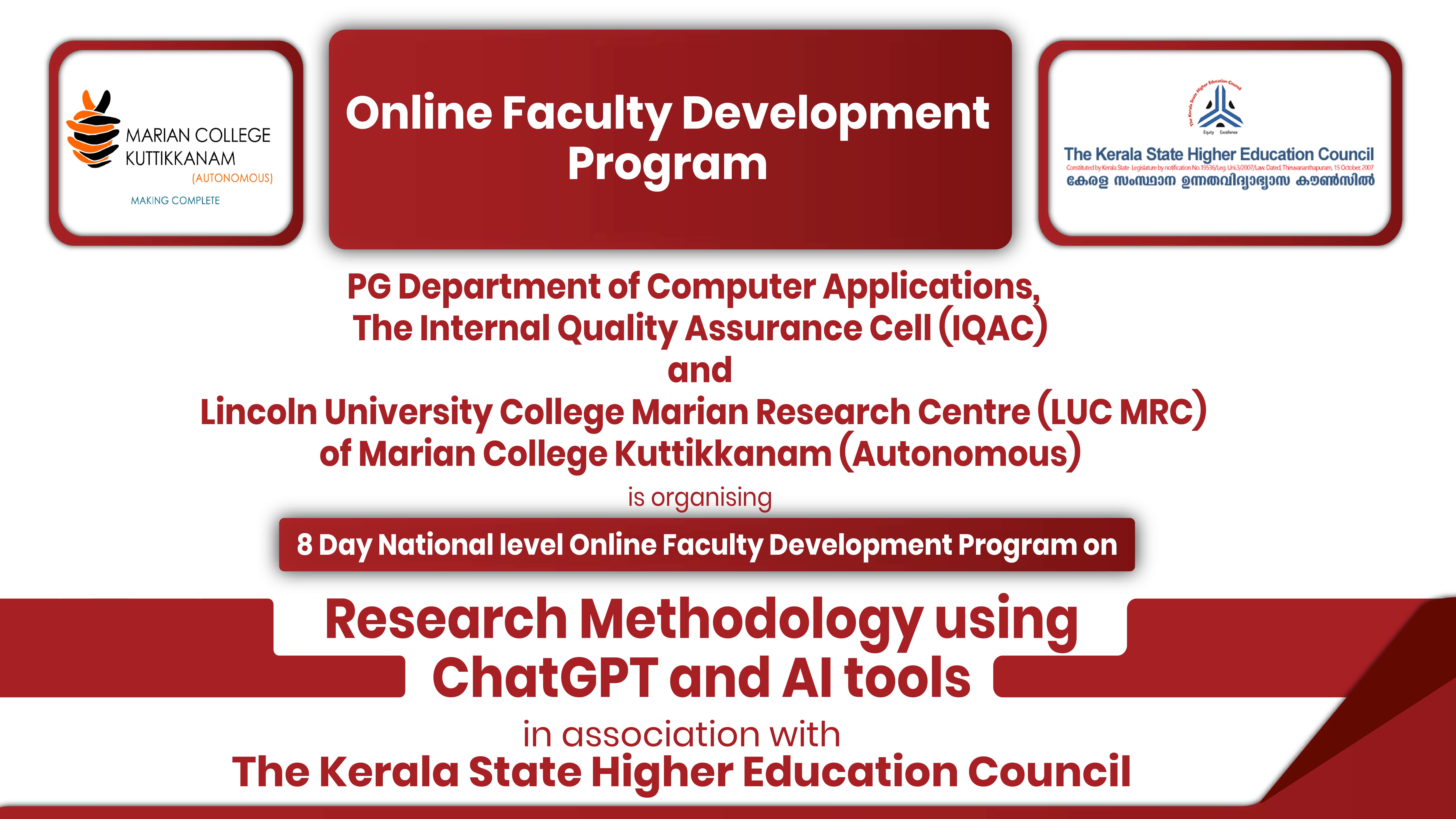 FDP on Research Methodology using ChatGPT and AI tools (Marian College) - 21 Sep 23