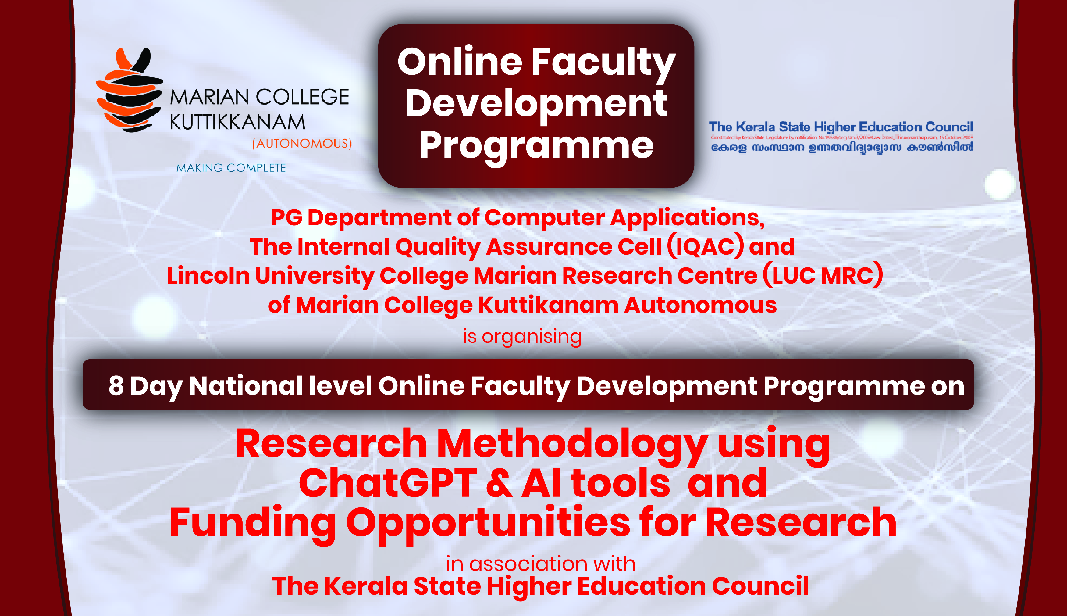 FDP on Research Methodology using ChatGPT & AI tools and Funding Opportunities for Research (Marian College) - 23 Nov 23