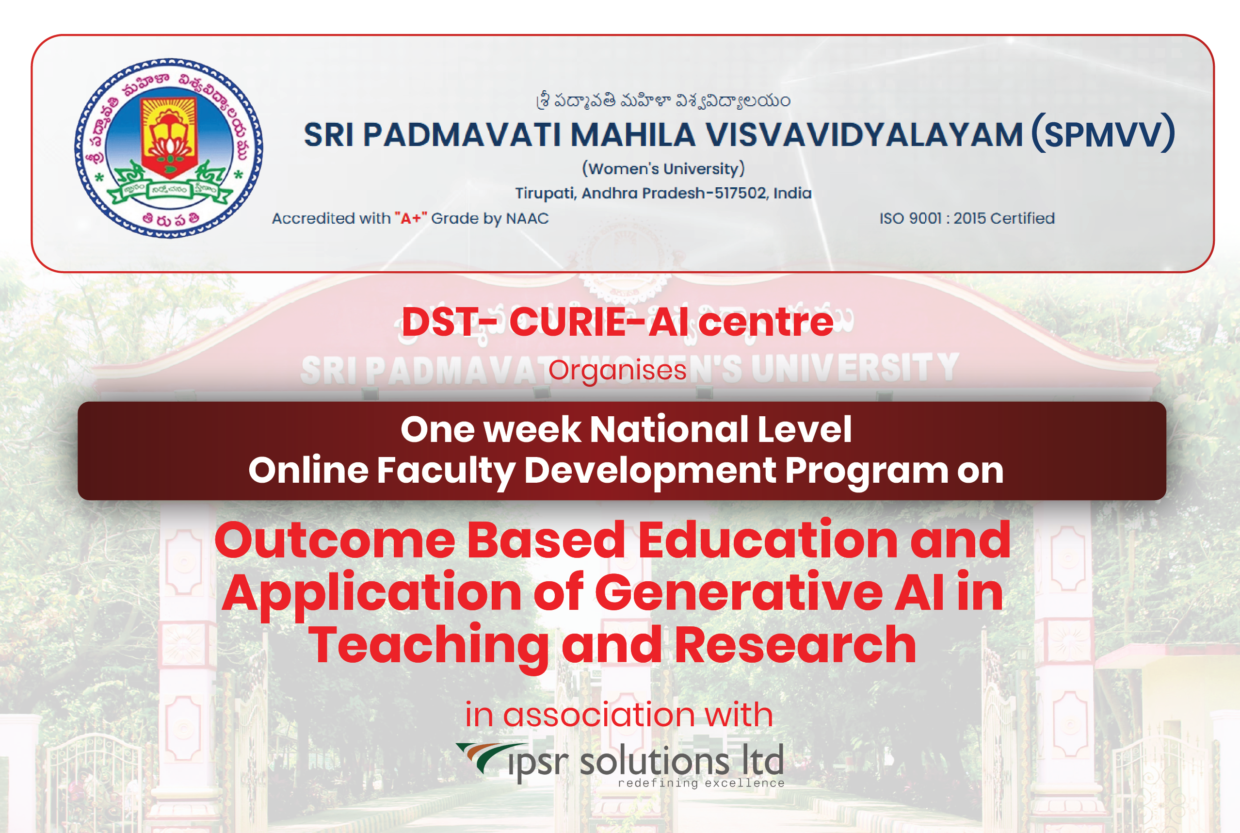 FDP on OBE and Application of Generative AI in Teaching and Research (SPMVV University, Tirupati & IPSR) - 18 Mar 24