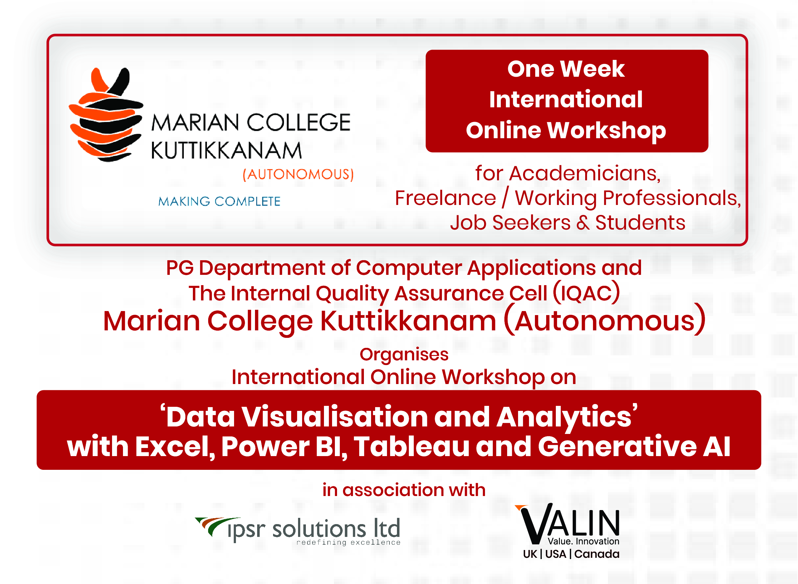 Workshop on Data Visualization and Analytics, Marian College Kuttikkanam