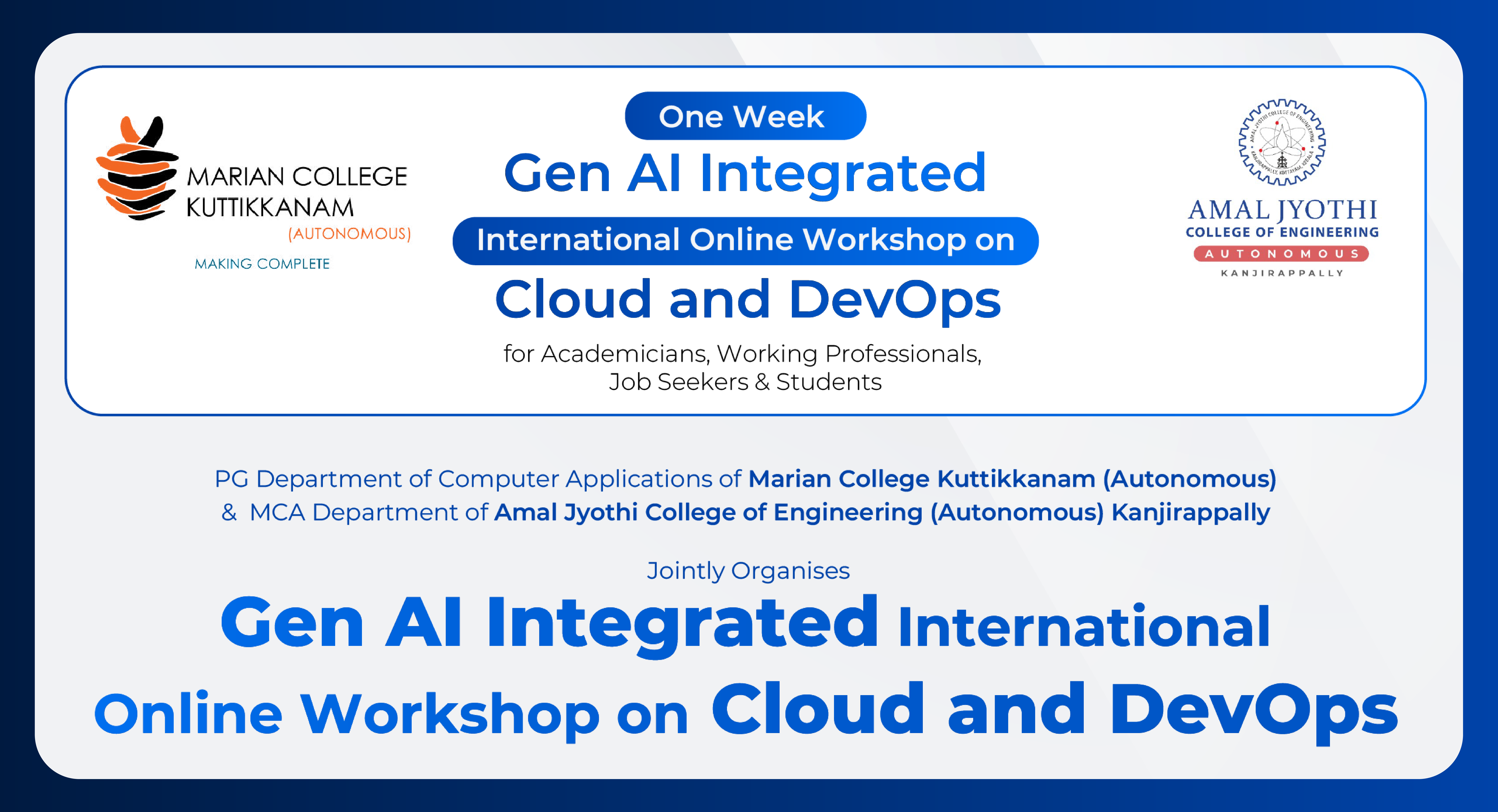 Gen AI Integrated IOW on Cloud and DevOps, MCK & AJCOE