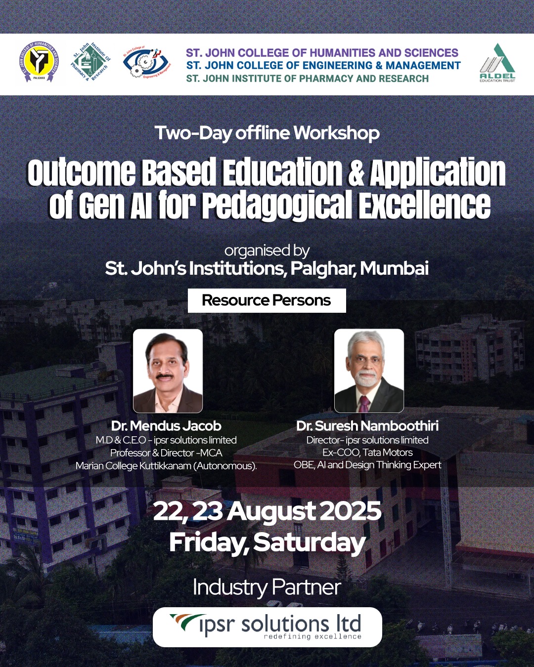 FDP on OBE and Application of Generative AI in Teaching and Research (St John's Group) - 22 Aug 25